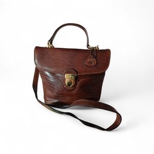 Oroton Vintage Rich Brown Leather Crossbody Bag